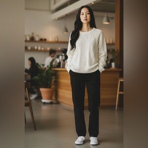 Cozy White Cable Knit Sweater